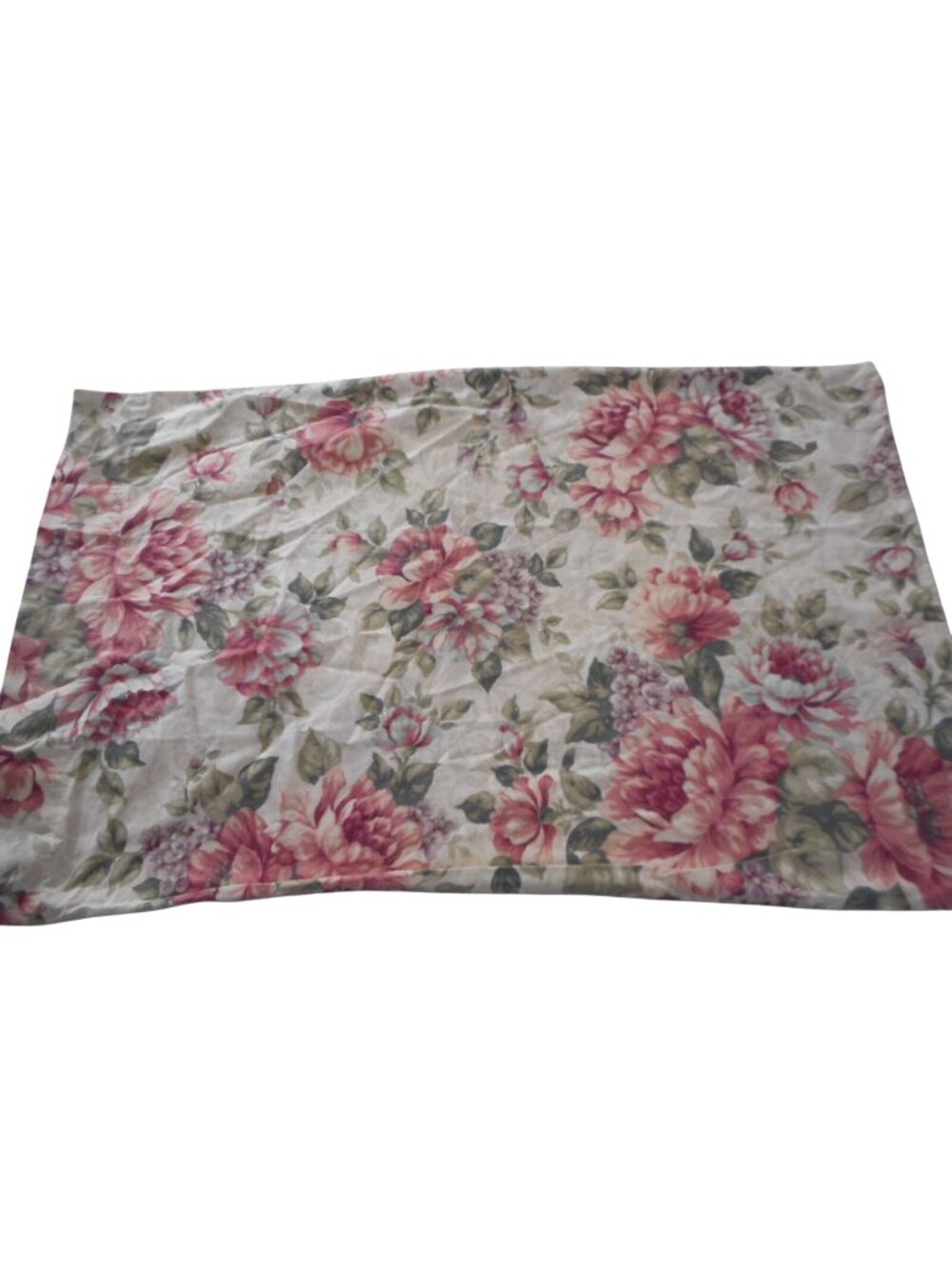 Vintage Dan River beige green dark pink Floral Standard Pillowcase